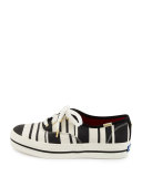 triple kick striped canvas sneaker, black