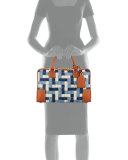 Amazona 28 Woven Denim Satchel Bag, Blue/Multi
