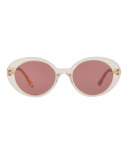 Parquet Monochromatic Oval Sunglasses, Yellow/Pink