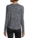 Hudson Heathered Long-Sleeve T-Shirt, Black Multi