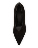 Portia Suede Pointed-Toe Pump, Black