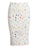 Boulder-Print Midi Pencil Skirt, Cream
