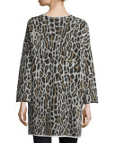 Berit Leopard-Print Jacquard Open-Front Jacket