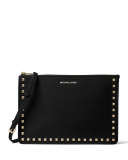 Ava Large Studded Convertible Pouch, Black