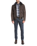 Dark-Wash Straight-Leg Denim Jeans, Blue