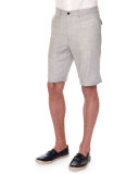 Flat-Front Cashmere Shorts, Beige
