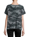 The Slouchy Scoop-Neck Tee, Black Camouflage