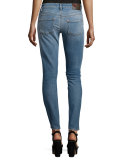 Five-Pocket Skinny Jeans, Washed Indigo