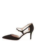 Phoebe Suede Buckle Pump, Black