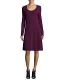 Cashmere Long-Sleeve Fit-&-Flare Dress