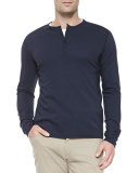 Long-Sleeve Jersey Henley, Navy
