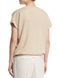 Short-Sleeve Boyfriend Cashmere Pullover Top, Twine
