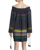 Sayulita Off-The-Shoulder Striped Dress, Night Lights Stripe