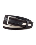 Reversible Web-Leather Belt, Black