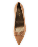 Lopanache Suede Kitten-Heel Pump, Nutmeg