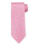 Butterfly-Print Silk Tie, Red