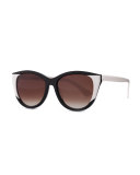 Flattery Cat-Eye Sunglasses, Black/White