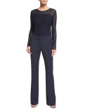 Teneda Flare-Leg Trousers, Midnight Blue