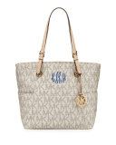 Jet Set Logo Monogram  Item Tote Bag, Vanilla