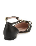 becca jeweled t-strap ballerina flat, black