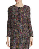 Sequined Tweed Cropped Jacket, Black