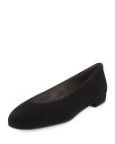 Chicflat Suede Almond-Toe Flat, Black