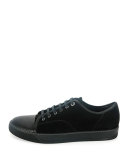 Men's Cap-Toe Leather Low-Top Sneaker, Black