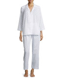 Spa Polka-Dot Long-Sleeve Pajama Set, White
