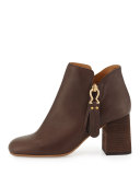 Jamie Side-Zip Ankle Boot, Dark Brown