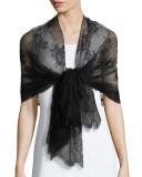 Exotic Garland Silk Evening Scarf, Black