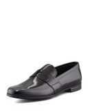 Polished Leather Penny Loafer, Black