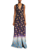 Victorian Grunge Sleeveless Maxi Dress, Navy