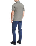 Micro-Stripe Short-Sleeve Polo Shirt, Green