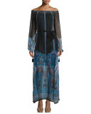 Austrina Off-The-Shoulder Maxi Dress, Navy