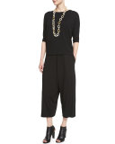 Cozy Jersey Wide-Leg Cropped Pants 