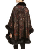 Venetian Paisley Cashmere Cape, Rust Combo