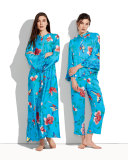 Manila Floral-Print Pajama Set, Blue