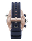 47mm ProDiver Chronograph Watch with Rubber Strap, Navy/Rose Gold