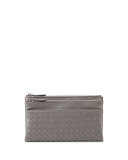 Woven Leather Bifold Wallet, New Light Gray