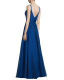 Sleeveless Sweetheart Beaded-Bodice Combo Gown 