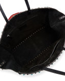 Rockstud Rolling Medium Beaded-Patch Tote Bag, Black/Multi
