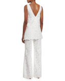 Sleeveless V-Neck Embroidered Tunic 