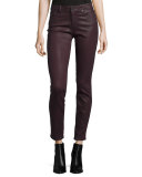 Verdugo Luxe-Coated Ultra-Skinny Ankle Jeans, Wine