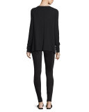 Banny Long-Sleeve A-Line Sweater, Black
