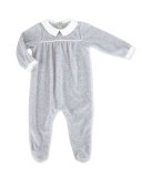 Collared Velour Footie Pajamas, Gray, Size 1-9 Months