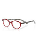 Soft Kitty Round Patterned Readers, Red/Black/White