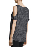 Show-Off Cold-Shoulder Tee, Black Heather