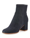 Velvet 60mm Block-Heel Ankle Boot, Blue