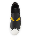 Leather Monster Skate Sneaker, Black