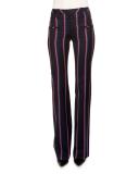 Serge Zip-Front Striped Pants, Navy/Tango